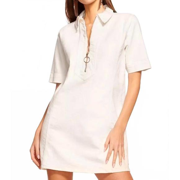 NEW RAMY BROOK tunechi front zip mini dress in white